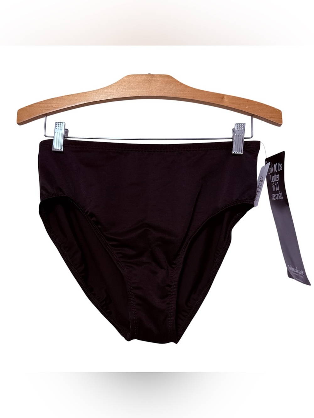 Miraclesuit Solid Basic Brief Swim Bottom 6513001 Black High-Waist Womens 12 NWT